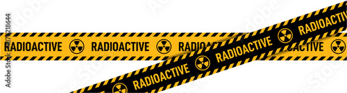 yellow tape warning radioactive sign