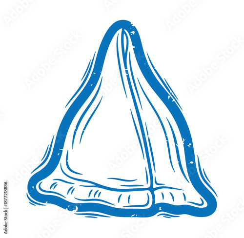 blue illustration of a dumpling isolated on white background