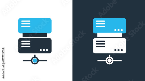 Laptop with cloud sync flat design vector illustration. Blue icon bundle. Line and glyph icon set. Outline and solid icon collection. Editable Stroke Flat Vector