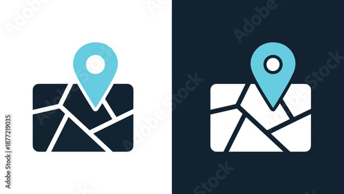 Location Pin Map Marker Flat Design Vector Illustration. Blue icon bundle. Line and glyph icon set. Outline and solid icon collection. Editable Stroke Flat Vector