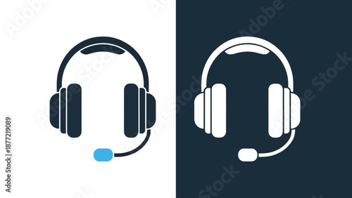 Wireless headphones icon set flat design vector illustration. Blue icon bundle. Line and glyph icon set. Outline and solid icon collection. Editable Stroke Flat Vector
