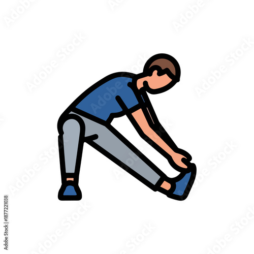 Forward Bend Stretch Exercise Flat Vector Illustration.
Flat vector illustration of a person doing forward bend stretch, representing flexibility training and body warm-up exercise.