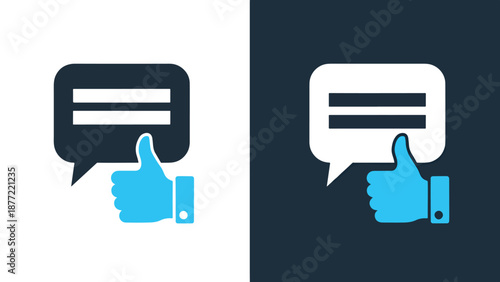 Thumbs up approval feedback vector illustration flat design. Blue icon bundle. Line and glyph icon set. Outline and solid icon collection. Editable Stroke Flat Vector