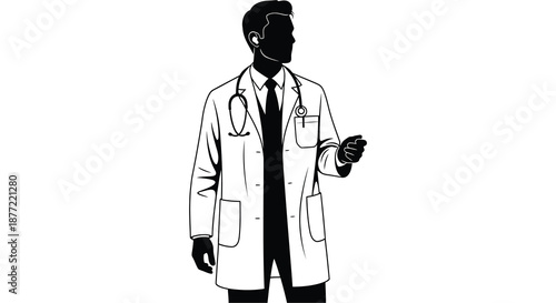 a doctor in a white lab coat with a stethoscope silhouette high quality