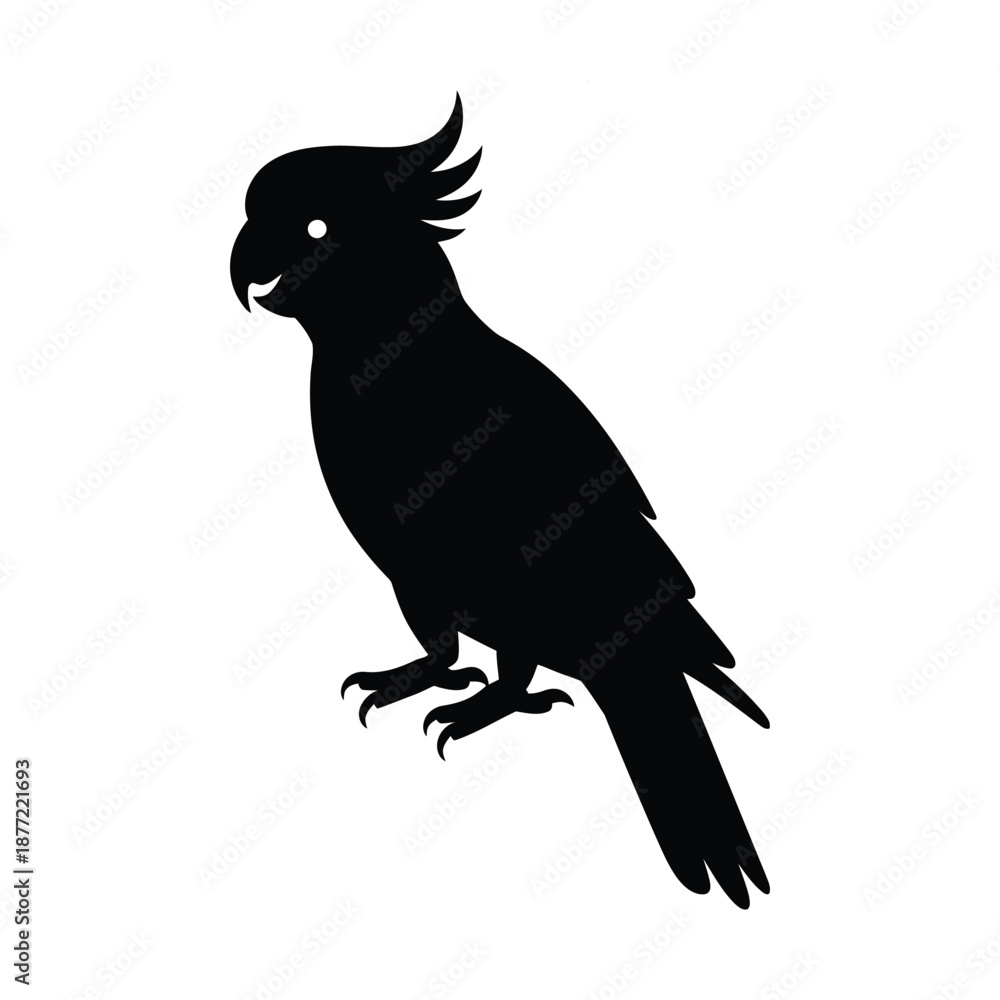 Fototapeta premium Parrot Bird Silhouette Black Vector Icon for Logo, Tattoo, Website