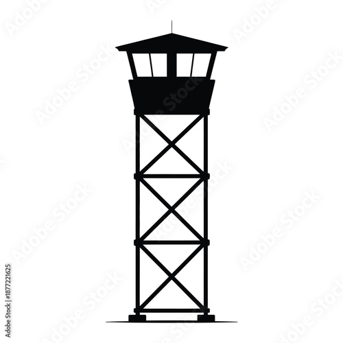 Military Guard Watchtower Silhouette Security Observation Tower
