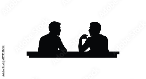 two men sitting at a table in silhouette high quality professional detailed modern