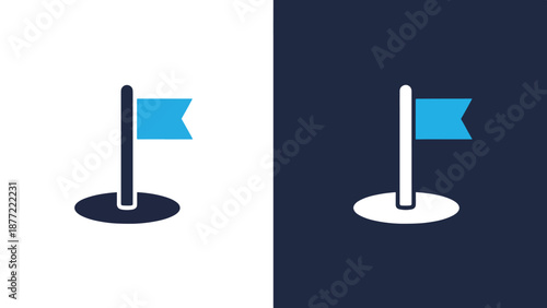 Location pin marker icons flat design vector illustration. Blue icon bundle. Line and glyph icon set. Outline and solid icon collection. Editable Stroke Flat Vector