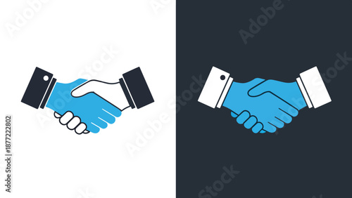 Handshake business deal partnership vector illustration flat design. Blue icon bundle. Line and glyph icon set. Outline and solid icon collection. Editable Stroke Flat Vector