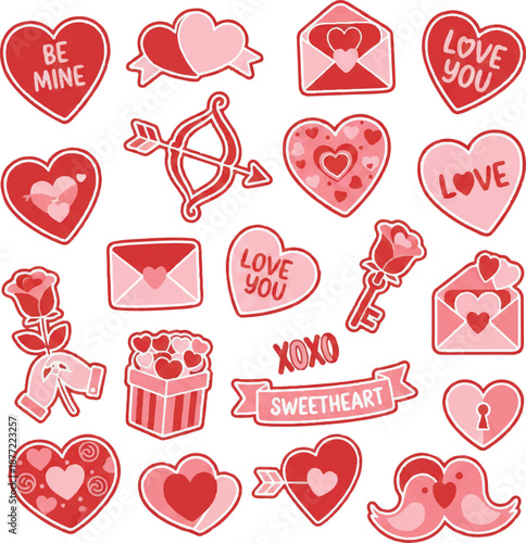 set of valentine cute vector illustration 