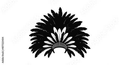 a black feathered headdress with a headband silhouette high quality professional detailed modern