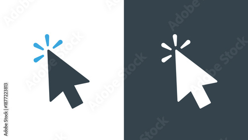 Cursor and target icons success goal vector illustration. Blue icon bundle. Line and glyph icon set. Outline and solid icon collection. Editable Stroke Flat Vector