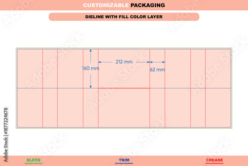 Custom dimensions four pipe divider inserts dieline for packaging box design with sturdy structure and practical printing layout guided by die line for organized product packs