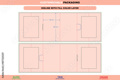 Custom dimensions multifunctional buffer divider inserts dieline for packaging design using structured box layout and printing support guided by die line for versatile product pack use