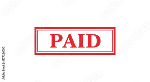 A rectangular red stamp displaying the word paid in bold capital letters a silhouette