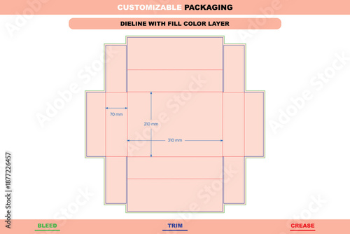 Insert box with dust flap dieline for packaging design with structured box layout and printing accuracy supported by die line for enclosed product packs