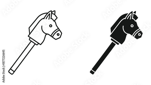 Black and White Horse Stick Illustration