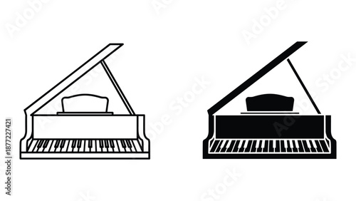 Grand Piano Vector Illustration Outline