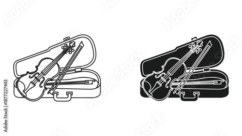 Vector Illustration of Violins in Cases