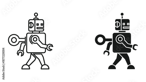 Robot Characters with Tools - Vector Illustrations