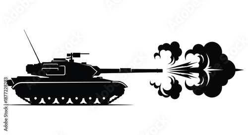 A powerful tank firing its cannon creating a dramatic explosion of smoke and energy silhouette