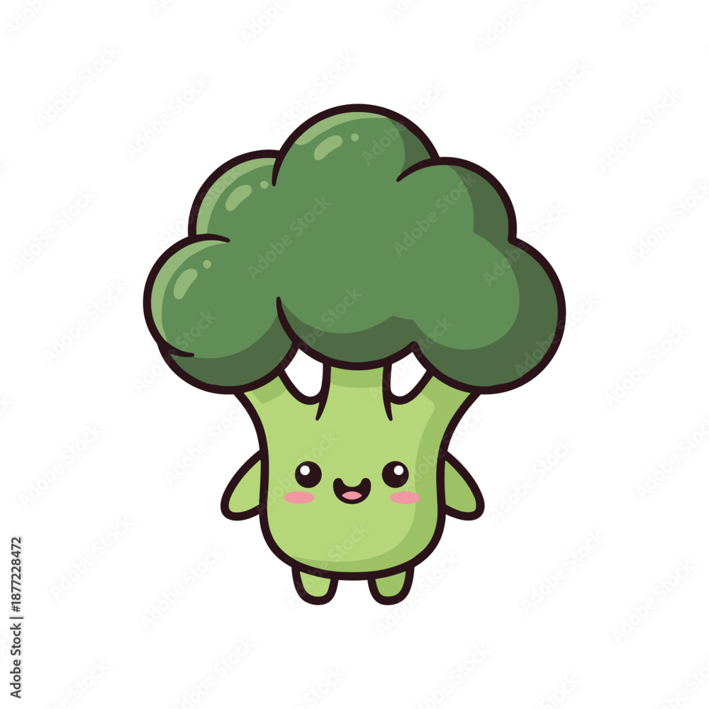 Fototapeta premium Cute Broccoli Character Illustration
