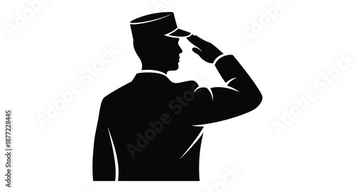 a man in a uniform salutes with his right hand silhouette high quality