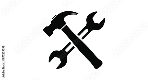 tools icon featuring a hammer and wrench in silhouette high quality professional detailed