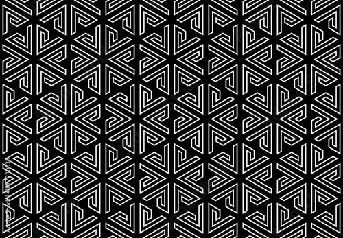 Abstract geometric pattern. A seamless vector background. White and black ornament. Graphic modern pattern. Simple lattice graphic design.