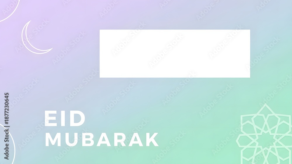 Fototapeta premium Eid Mubarak greeting card with crescent moon and geometric pattern