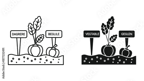 Vector Illustration of Vegetable and Fruit Labels