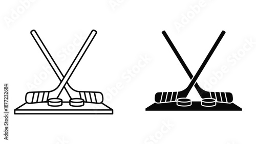 Hockey Stick and Puck Vector Illustration