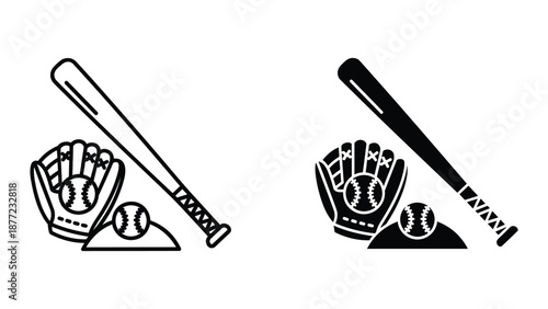 Baseball Equipment Vector Illustrations for Sports Design