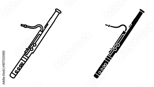 Bassoon Vector Illustration, Double Reed Musical Instrument