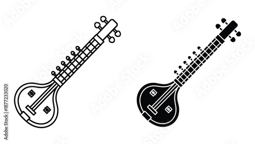 Tanpura Vector Illustrations for Musical Designs