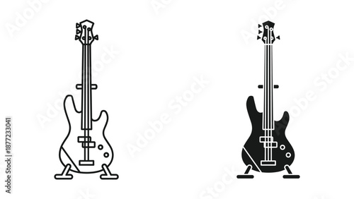 Vector Bass Guitar Illustrations - Black and White Designs