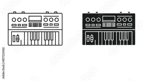 Vector Illustration of Electronic Keyboard Synthesizers