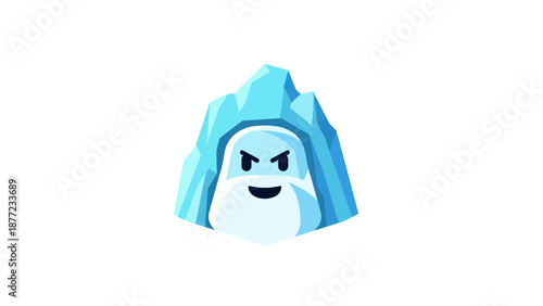 Angry Iceberg Character with Face - Vector Illustration