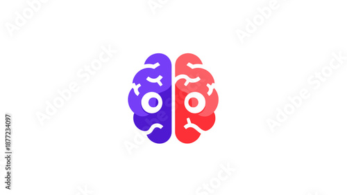Colorful Brain Icon with Two Halves, Representing Thought and Ideas