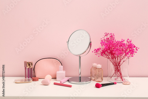 Different makeup products w...