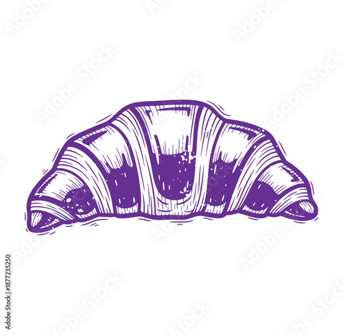 Purple croissant pastry illustration on white background
