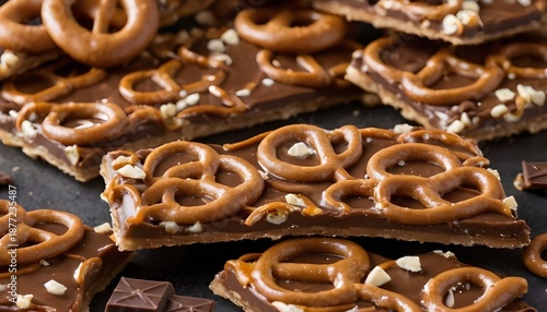 Wallpaper Mural closeup of salted caramel chocolate pretzel bark Torontodigital.ca