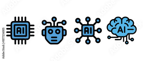 Artificial intelligence concepts. a set of icons representing ai technology and innovation.