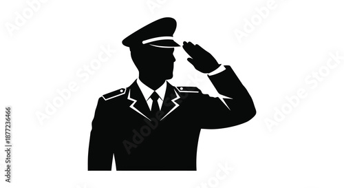 A respectful salute from a military officer in uniform a striking black silhouette