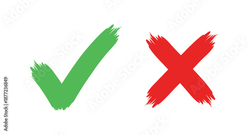 A vivid representation of acceptance and rejection symbolized by green check and red x silhouette