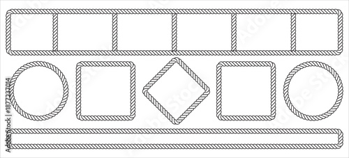 Collection of varied rope frames and borders for nautical and rustic design elements