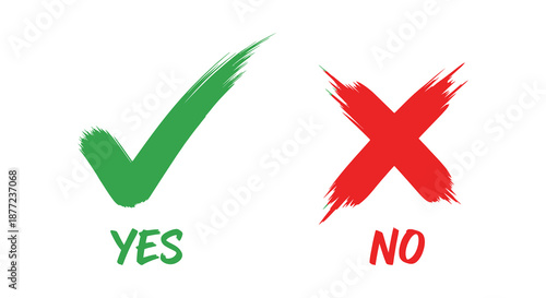 A vibrant depiction of affirmative and negative responses visualized with check and cross silhouette