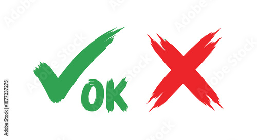 A vibrant depiction of acceptance and rejection symbolized by check and cross marks silhouette