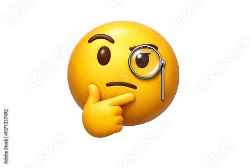 Thinking face emoji with glasses and hand on chin on transparent background high quality professional detailed modern elegant stylish clean crisp