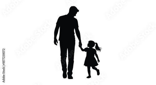 A tender moment captured father and daughter walking hand in hand a striking silhouette
